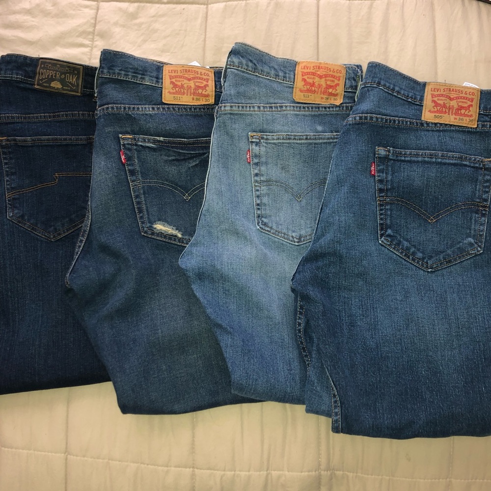 Three pairs of Mens Levi’s and one Copper & Oak jeans